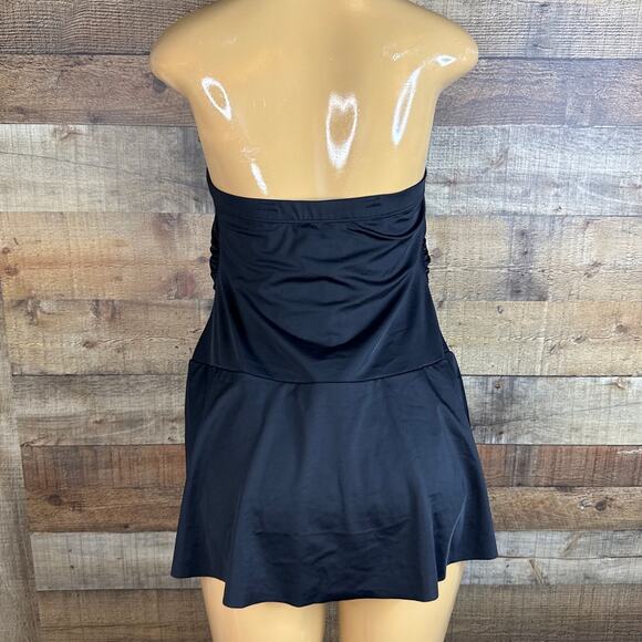 NEW Swimsuits For All Ruched Skirted Bandeau Swimdress Swimsuit Black Size 18 - Picture 6 of 14